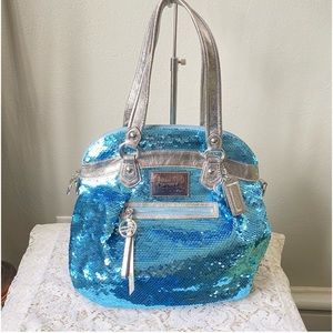 Vtg. Coach Poppy blue sequin bag in excellent condition
